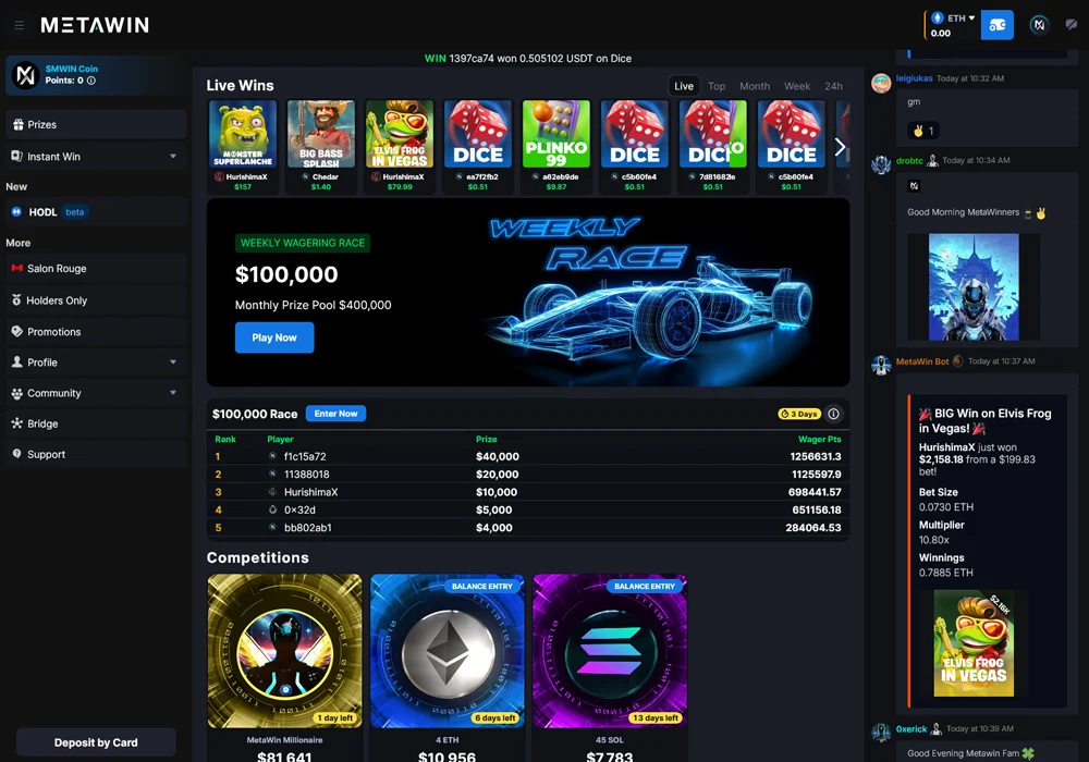 MetaWin is a great choice for crypto players